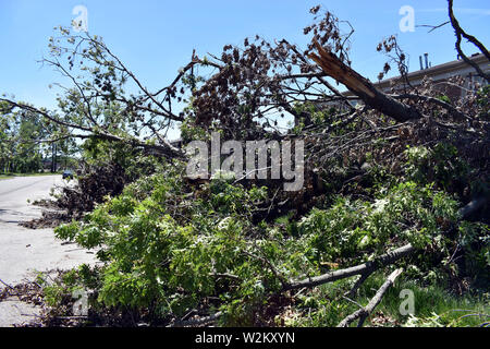 Dayton, Ohio/USA States-June 15, 2019: Tornado Schäden, die am 27. Mai 2019 in der Nähe von Dayton, Ohio ist aufgetreten Stockfoto