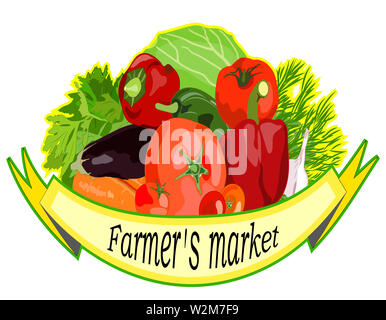 Die Ernte von Gemüse Farmers Market. Bunte Hand gezeichnet Vector Illustration Stockfoto