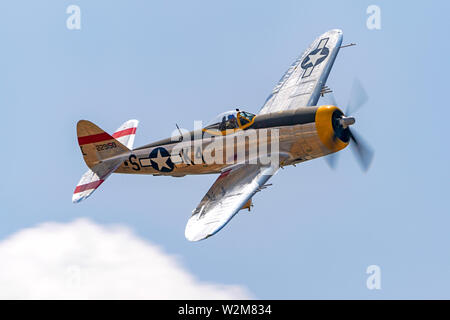 Flugzeug WWII fighters Fliegen an der 2019 Flugzeuge des Ruhmes Air Show Stockfoto