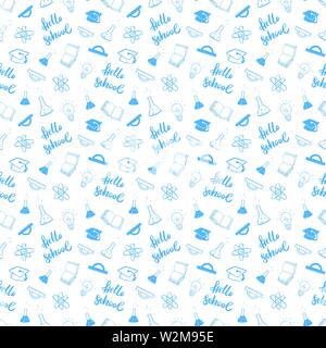 Schule nahtlose Muster Hand gezeichnet Doodles, Vector Illustration Stock Vektor