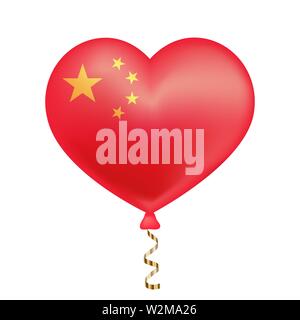 Flagge von China in Herzform. Vector Illustration. Stock Vektor