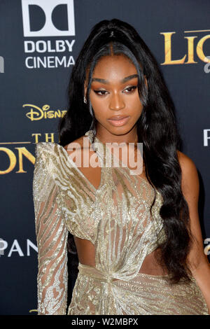 Los Angeles, USA. 9. Juli 2019. LOS ANGELES, USA. Juli 10, 2019: Normani bei der Weltpremiere von Disney's "Der König der Löwen' an der Dolby Theater. Foto: Paul Smith/Alamy leben Nachrichten Stockfoto