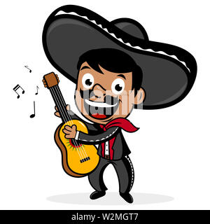 Mexikanischen mariachi Mann mit einem Sombrero, lächelnd, Singen und Gitarre spielen. Stockfoto