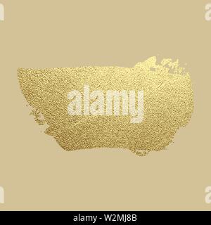 Gold Farbe streichen. Abstrakte gold glitzernde strukturierte Art Illustration. Hand Pinselstrich design Element gezeichnet. Vector Illustration Stock Vektor