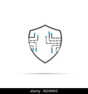 Cyber Security Icon mit Schatten. Schild Stock Vektor