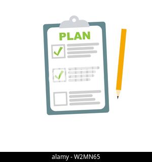 Planung clipboardicon Häkchen. Vector EPS 10. Stock Vektor