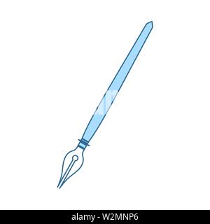 Füllhalter Symbol. Dünne Linie mit blauer Füllung Design. Vector Illustration. Stock Vektor