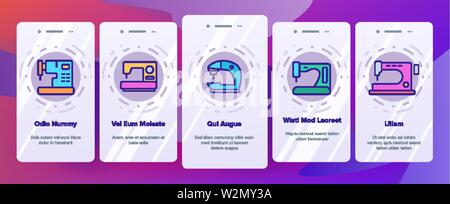 Nähmaschinen, maßgeschneiderte Anlagen Vektor Onboarding Stock Vektor