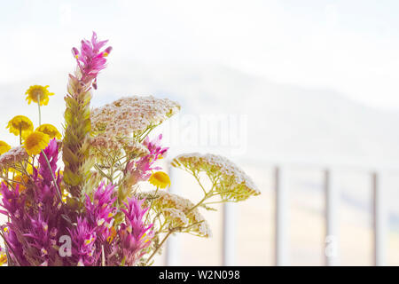 Blumenstrauß aus bunten Blumen, Blumen Hintergrund Stockfoto