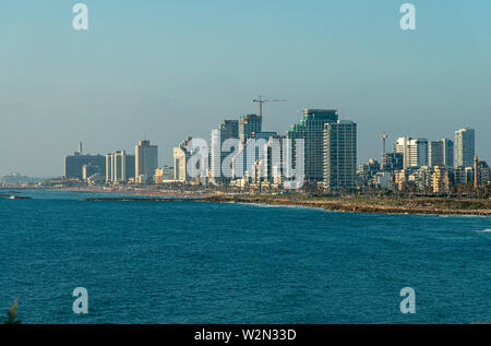 Panoramablick auf die Küste von Tel Aviv, Israel Stockfoto