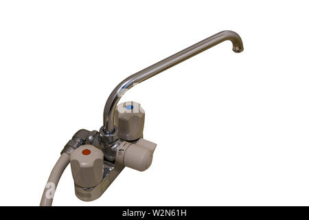 In der Nähe der Wasser-versorgung Wasserhahn Mixer für Wasser auf weißem isoliert. Stockfoto