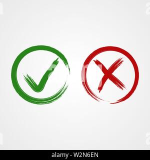 Markieren Pinsel Symbole zu überprüfen. Vector EPS 10. Stock Vektor