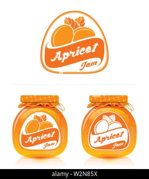 Aprikosenmarmelade Label mit Jar Stock Vektor