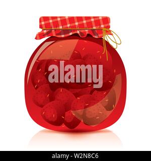Erdbeermarmelade Glas Stock Vektor