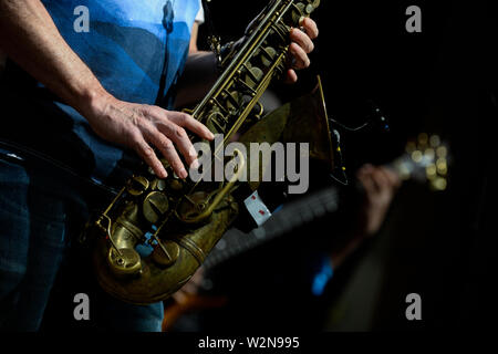 Krakau, Polen. 09 Juli, 2019. Grammy Gewinner amerikanische Saxophonist Bill Evans führt zusammen mit Spy Killer während der Krakau Summer Jazz Festival. Credit: SOPA Images Limited/Alamy leben Nachrichten Stockfoto