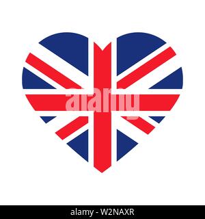 Großbritannien Flagge Herz Symbol. Vector EPS 10. Stock Vektor