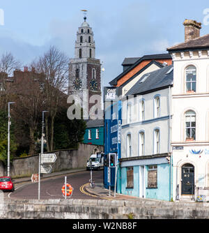 Die Stadt Cork, Cork, Irland. 05. April 2019. Eine Ansicht der Shandon Steeple von der Kreuzung der Mulgrave Road und Camen Quay, Cork, Irland. Stockfoto