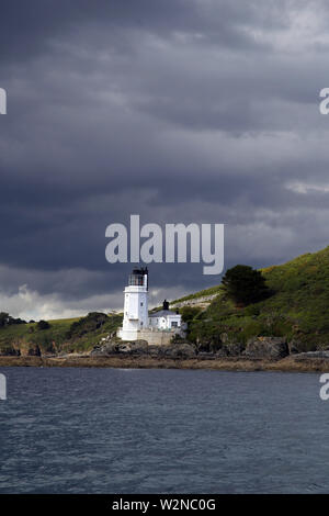 Trinity House Leuchtturm am Kopf des Hl. Antonius, der hl. Antonius in Roseland, Fal Estuary, Cornwall Stockfoto