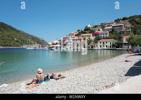 Assos Hafen Kefalonia Griechenland Stockfoto