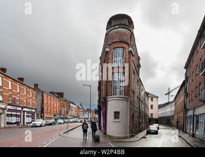 Die Stadt Cork, Cork, Irland. 06. April 2019. Die alten Hives Iron Works Gebäude an der Kreuzung von Hannover und Washington Street, Cork, Irland. Stockfoto