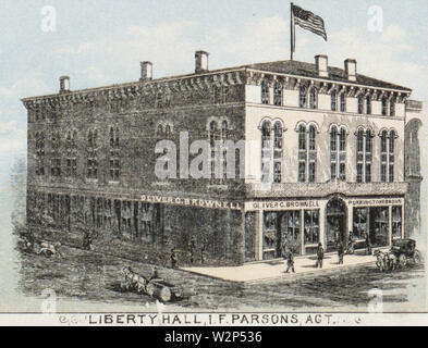 1876 Liberty Hall Detail aus Sicht der Stadt New Bedford, Mass von O H Bailey und Co BPL10177 Stockfoto