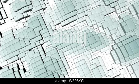Farbenfrohe, dynamische und glänzende feste Plätze schwimmen in eine wellige Form Hintergrund. 3D-Hintergrund der bunten Quadrate wellig Stockfoto