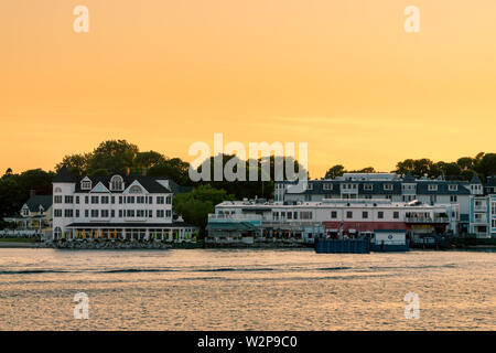 Schönen Sonnenuntergang über Mackinac Island im Sommer in Michigan Stockfoto