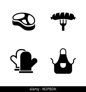 Fleisch kochen. Einfache ergänzende Vector Icons Set für Video, Mobile Anwendungen, Websites, Print Projekte und ihre Gestaltung. Schwarz auf Weiß Zurück Stock Vektor