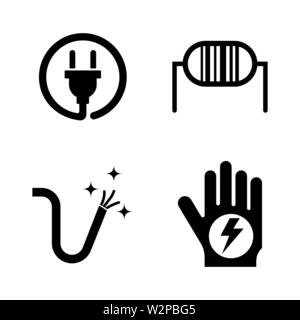 Elektrizität. Einfache ergänzende Vector Icons Set für Video, Mobile Anwendungen, Websites, Print Projekte und ihre Gestaltung. Abbildung schwarz auf weiß Hinterg Stock Vektor