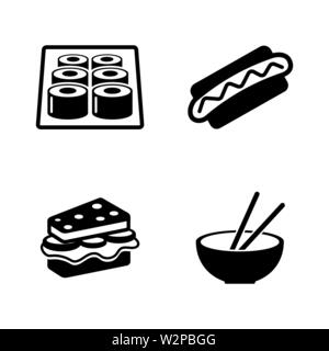 Fast food. Einfache ergänzende Vector Icons Set für Video, Mobile Anwendungen, Websites, Print Projekte und ihre Gestaltung. Abbildung schwarz auf weiß Backgro Stock Vektor