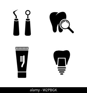 Dental. Einfache ergänzende Vector Icons Set für Video, Mobile Anwendungen, Websites, Print Projekte und ihre Gestaltung. Schwarz Abbildung auf weißem Hintergrund Stock Vektor