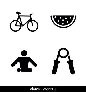 Gesunde Lebensweise. Einfache ergänzende Vector Icons Set für Video, Mobile Anwendungen, Websites, Print Projekte und ihre Gestaltung. Schwarz auf Weiß Stock Vektor