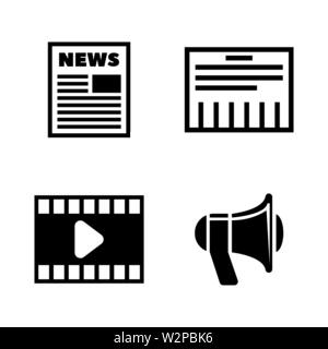 Medien. Einfache ergänzende Vector Icons Set für Video, Mobile Anwendungen, Websites, Print Projekte und ihre Gestaltung. Abbildung schwarz auf weißem Hintergrund. Stock Vektor