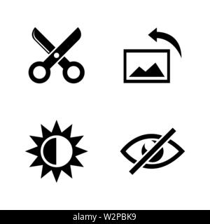Bild bearbeiten. Einfache ergänzende Vector Icons Set für Video, Mobile Anwendungen, Websites, Print Projekte und ihre Gestaltung. Abbildung schwarz auf weiß Bac Stock Vektor