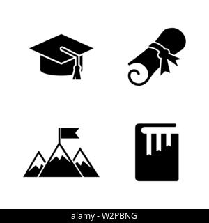 Hochschule und höheren Bildung. Einfache ergänzende Vector Icons Set für Video, Mobile Anwendungen, Websites, Print Projekte und ihre Gestaltung. Flache schwarze Illustrati Stock Vektor