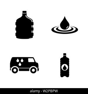 Mineralwasser Lieferung. Einfache ergänzende Vector Icons Set für Video, Mobile Anwendungen, Websites, Print Projekte und ihre Gestaltung. Schwarz Abbildung auf Stock Vektor