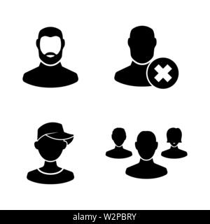 Menschen Avatar. Einfache ergänzende Vector Icons Set für Video, Mobile Anwendungen, Websites, Print Projekte und ihre Gestaltung. Abbildung schwarz auf weiß Bac Stock Vektor