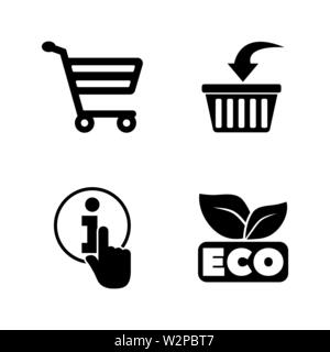 Online Shopping. Einfache ergänzende Vector Icons Set für Video, Mobile Anwendungen, Websites, Print Projekte und ihre Gestaltung. Abbildung schwarz auf weiß B Stock Vektor