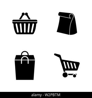 Supermarkt Tasche. Einfache ergänzende Vector Icons Set für Video, Mobile Anwendungen, Websites, Print Projekte und ihre Gestaltung. Abbildung schwarz auf weiß B Stock Vektor