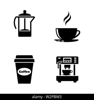 Kaffee und Tee. Einfache ergänzende Vector Icons Set für Video, Mobile Anwendungen, Websites, Print Projekte und ihre Gestaltung. Abbildung schwarz auf weiß Ba Stock Vektor