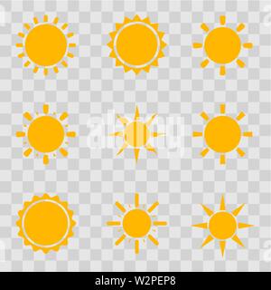 Sun Icons Set Flat Style. Vector EPS 10. Stock Vektor