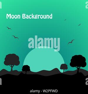 Mond nacht Wüste Natur Hintergrund. Vector EPS 10. Stock Vektor