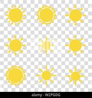 Sun Icons Set Flat Style. Vector EPS 10. Stock Vektor