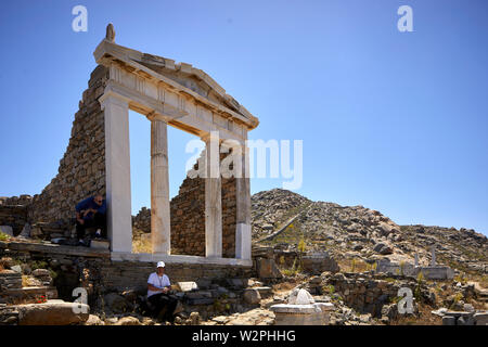 Mykonos, ˈMikonos griechische Insel, Teil der Kykladen, Griechenland, Delos historischen und archäologischen Ruinen Mykonos, ˈMikonos griechische Insel, Teil des C Stockfoto