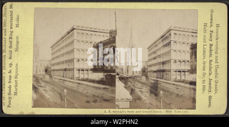 Am Stewart's Store und Grace Church, New York City, von Robert N Dennis Sammlung von stereoskopische Ansichten Stockfoto