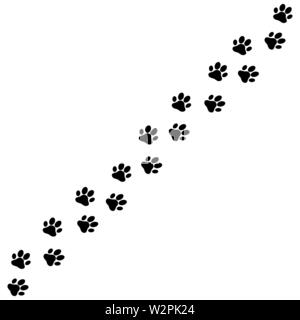 Pfotenabdruck Straße Hund auf Weiß zurück Stock Vektor