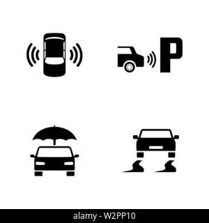 Auto Sicherheit. Einfache ergänzende Vector Icons Set für Video, Mobile Anwendungen, Websites, Print Projekte und ihre Gestaltung. Abbildung schwarz auf weiß Backgr Stock Vektor