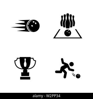 Bowling. Einfache ergänzende Vector Icons Set für Video, Mobile Anwendungen, Websites, Print Projekte und ihre Gestaltung. Abbildung schwarz auf weiß Backgroun Stock Vektor