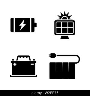 Batterien. Einfache ergänzende Vector Icons Set für Video, Mobile Anwendungen, Websites, Print Projekte und ihre Gestaltung. Abbildung schwarz auf weiß Backgro Stock Vektor