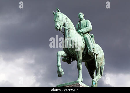 Statue von Albert I., König der Belgier, in Brüssel, Belgien. Albert lebte von 1875 bis 1934 herrschenden aus dem Jahr 1909. Stockfoto